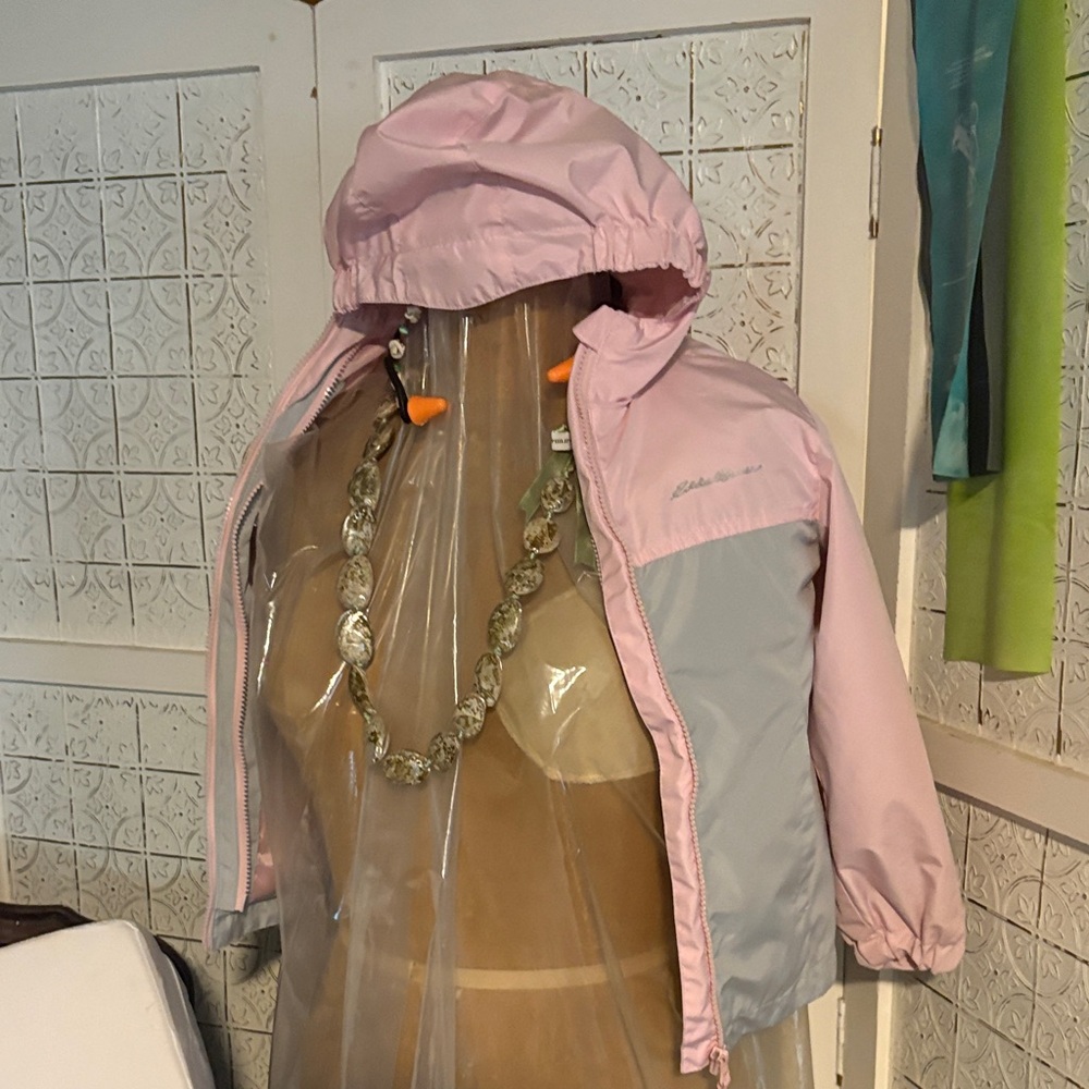 Eddie Bauer Kids Pink and Gray Raincoat